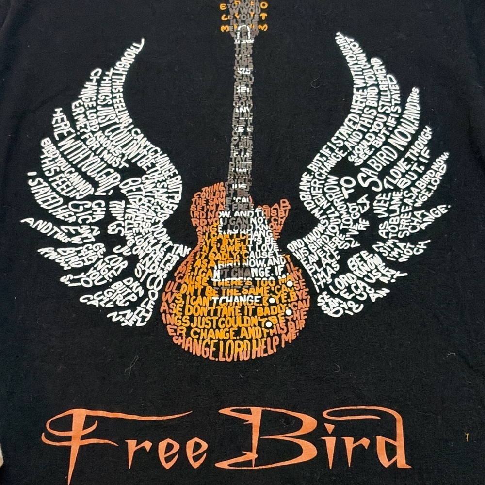 Free Bird Southern Rock Raglan Tee 3/4 Sleeve Black/Cream Women’s M 0470 - Picture 2 of 4